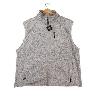 Victory Sportswear Vest Mens XXL Tan Polyester Sweater Knit Fleece Full Zip